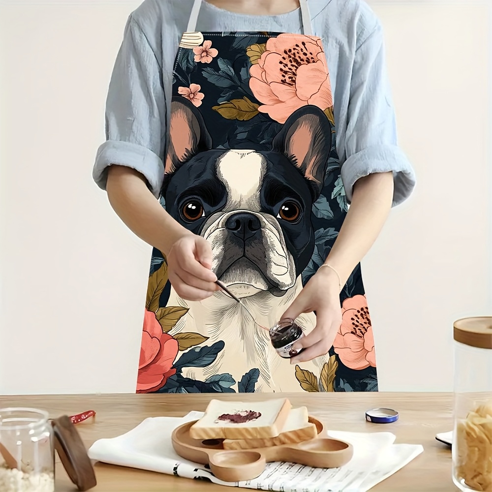 Home Cooking Ideas - Franse Bulldog bloemenschort - linnenlook, schattig