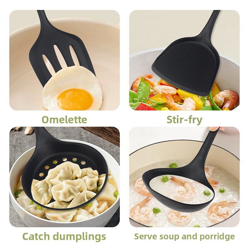 Home Cooking In Chinese - Silicone Chinese Wok Spatel, pollepel, schuimspaan,