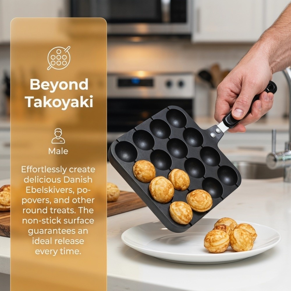 Takoyaki Pan Cast - Gietijzeren Takoyaki Grillpan Anti-aanbaklaag 16 Pannenkoekenballen
