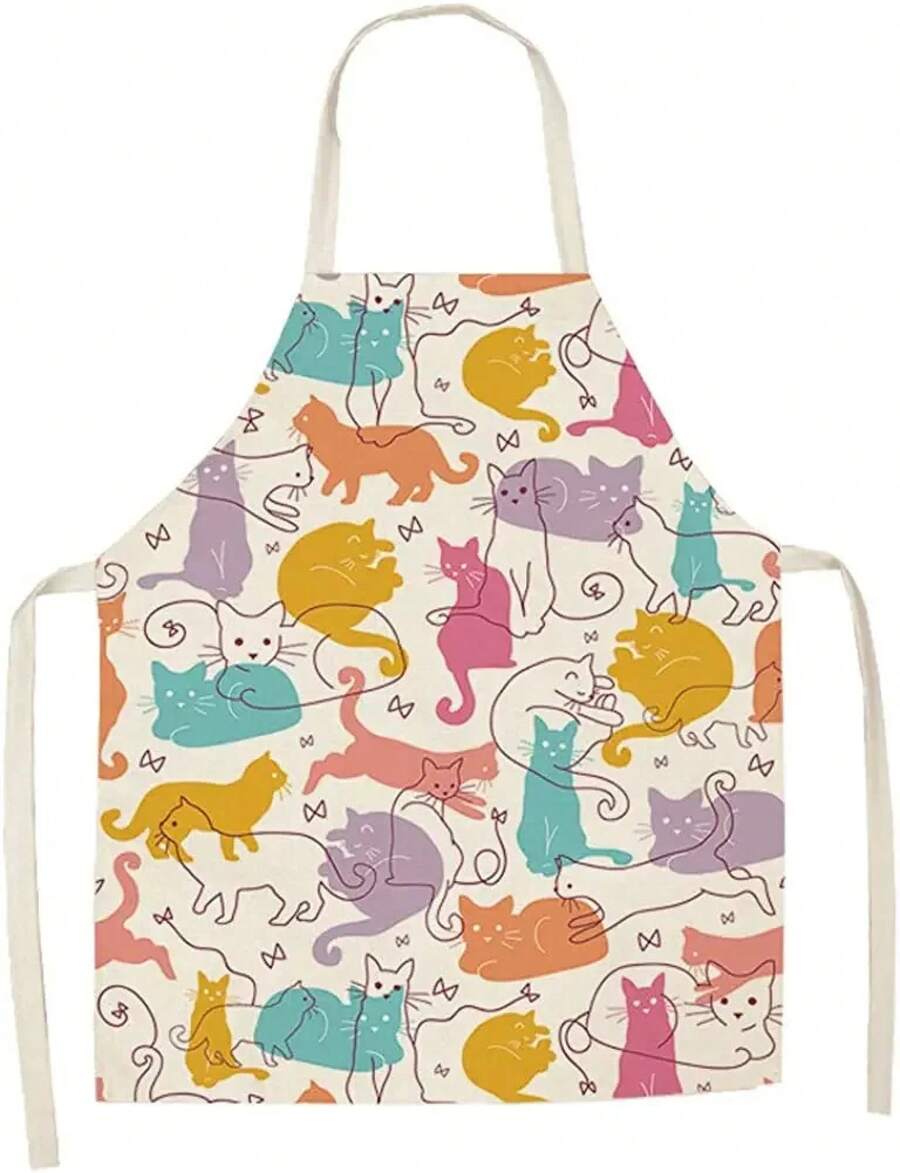 Home Cooking For Cats - Leuke kleurrijke kattenpatroon keukenschort cartoon katachtig