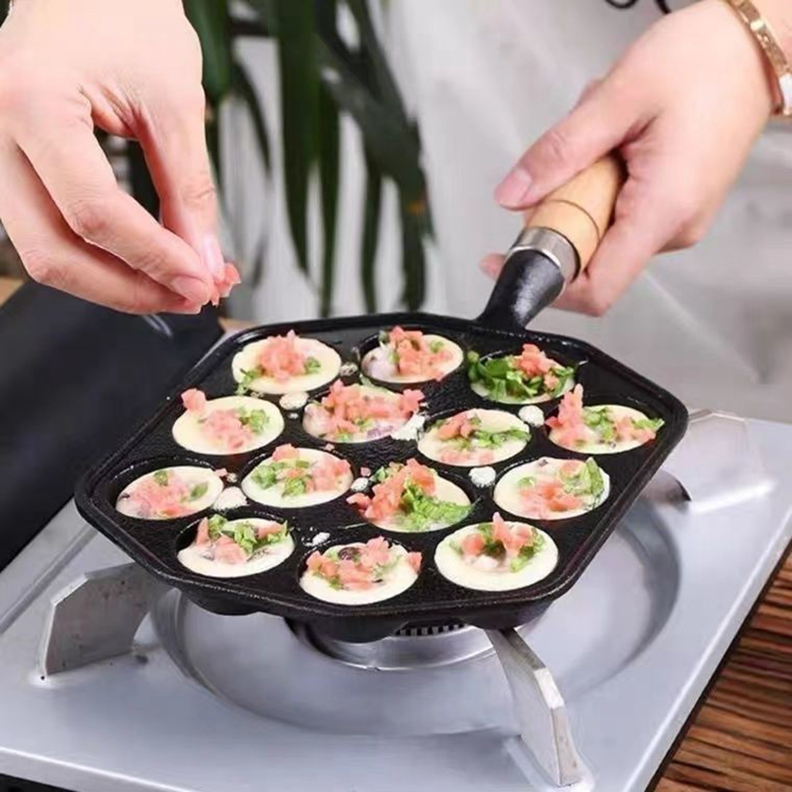 Takoyaki Pan Cast - Octopus Vleesbal Mold Maker Gemakkelijk schoon