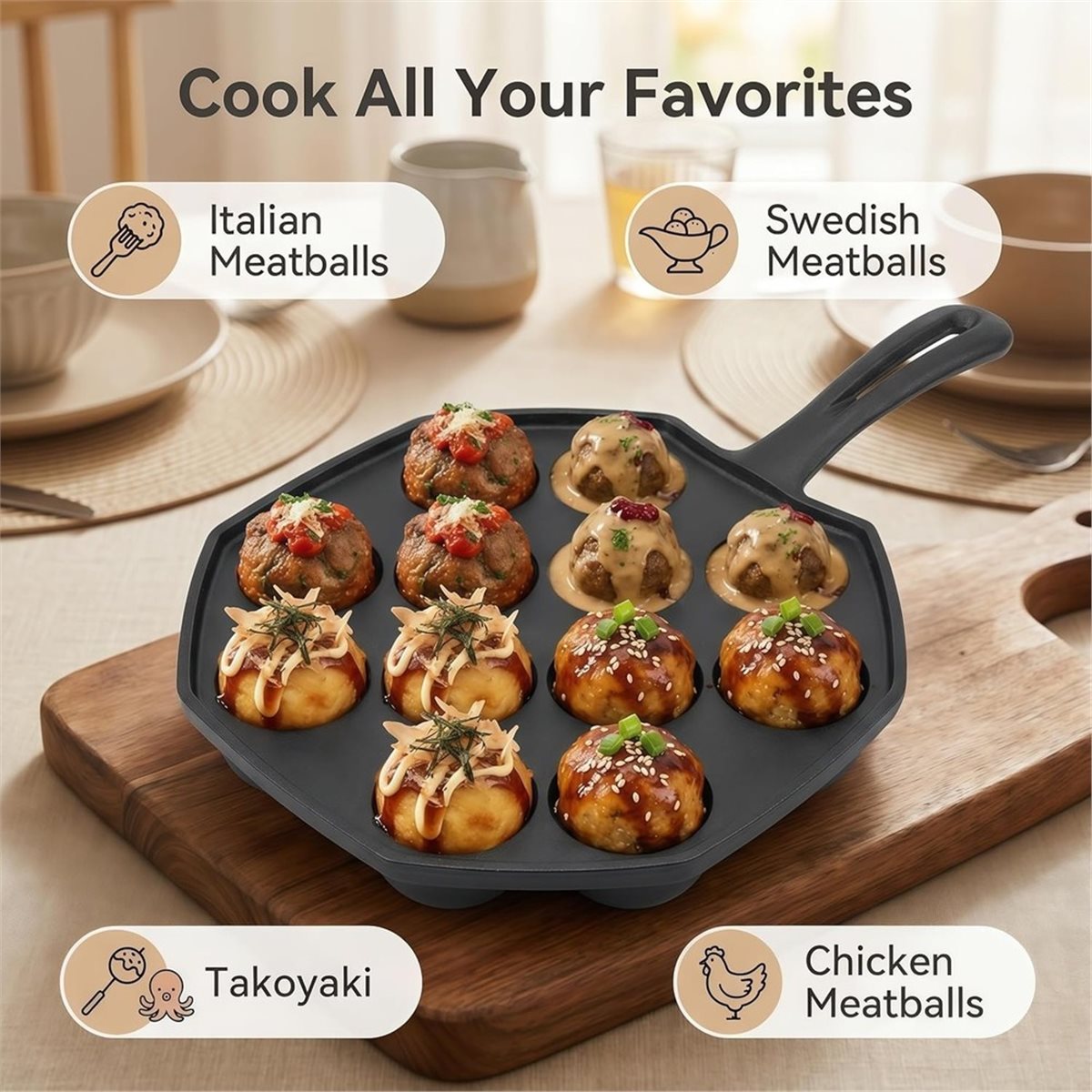 Gietijzeren Takoyaki Pan met 1 - Takoyaki Pan Cast recensie en prijs