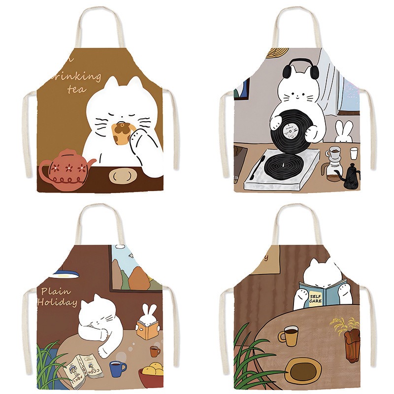 Schattige witte kat bedrukte s - Home Cooking For Cats recensie en prijs