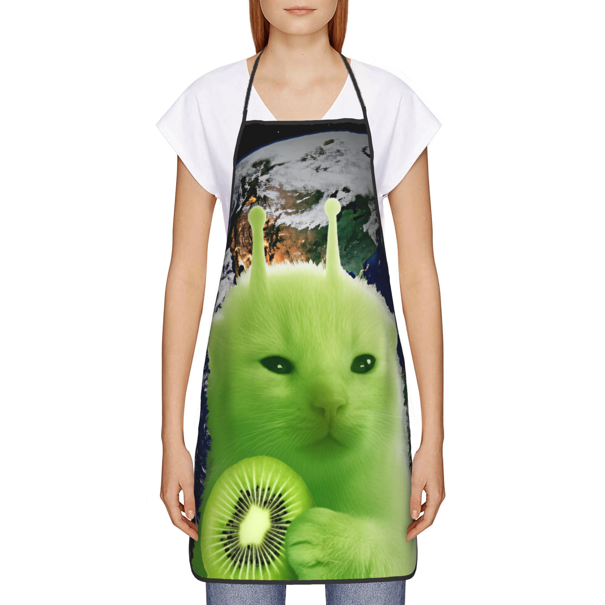 Groene Fruit Space Cat Schort  - Home Cooking For Cats recensie en prijs